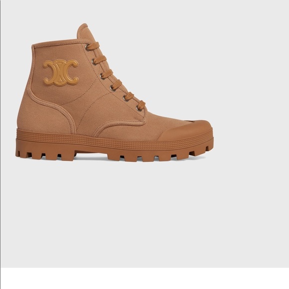 CELINE Patapans Lace Up Boots In Canvas - Picture 3 of 6